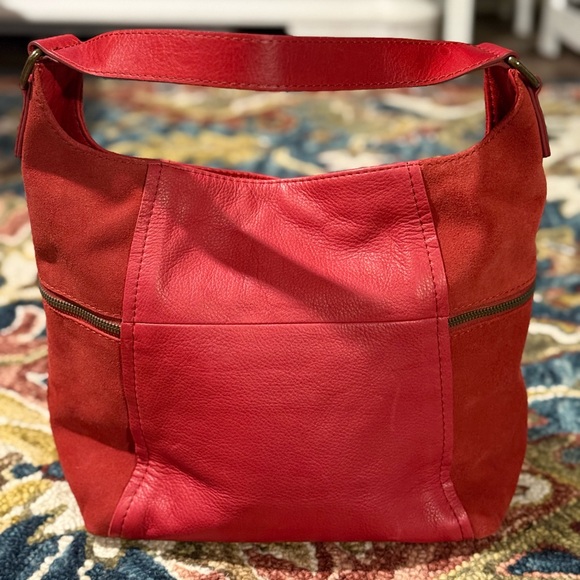 American Leather Co. Red Leather & Suede Handbag - NWT - Picture 2 of 13